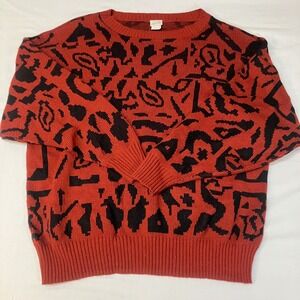 Pykettes Vintage 80s Abstract Geometric Sweater Wool Blend Womens XL Made in USA